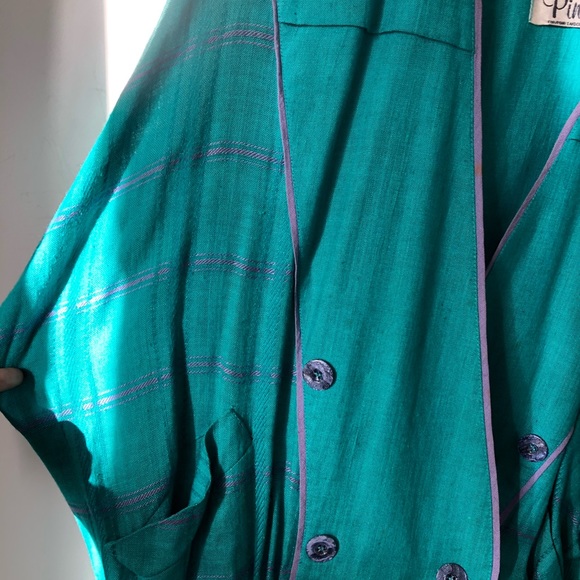 Vintage 80’ Turquoise double Breasted Bomber Jacket - Picture 5 of 8